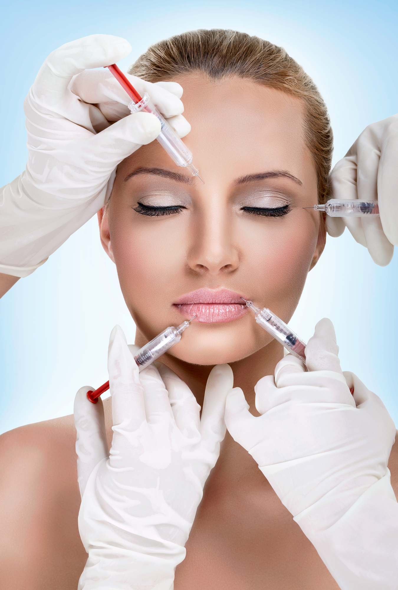 Injections of botox,  woman having beauty treatment